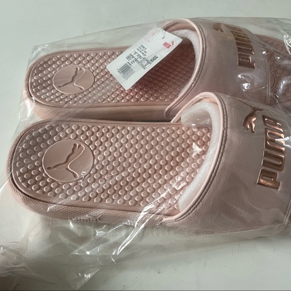 NWT PUMA AUTHENTIC COOL CAT BOLD WOMENS CLOUD PINK GOLD SLIP ON SLIDES SANDALS - Picture 10 of 10